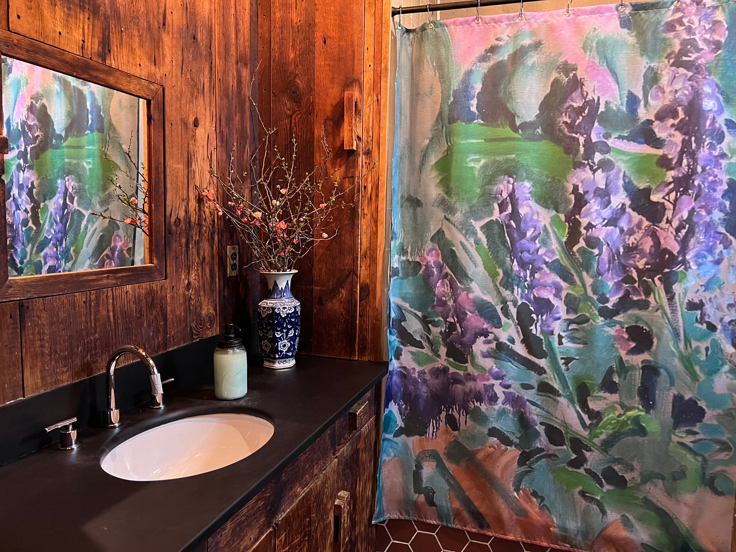 Polyvinyl Shower Curtain - Delphinium Garden