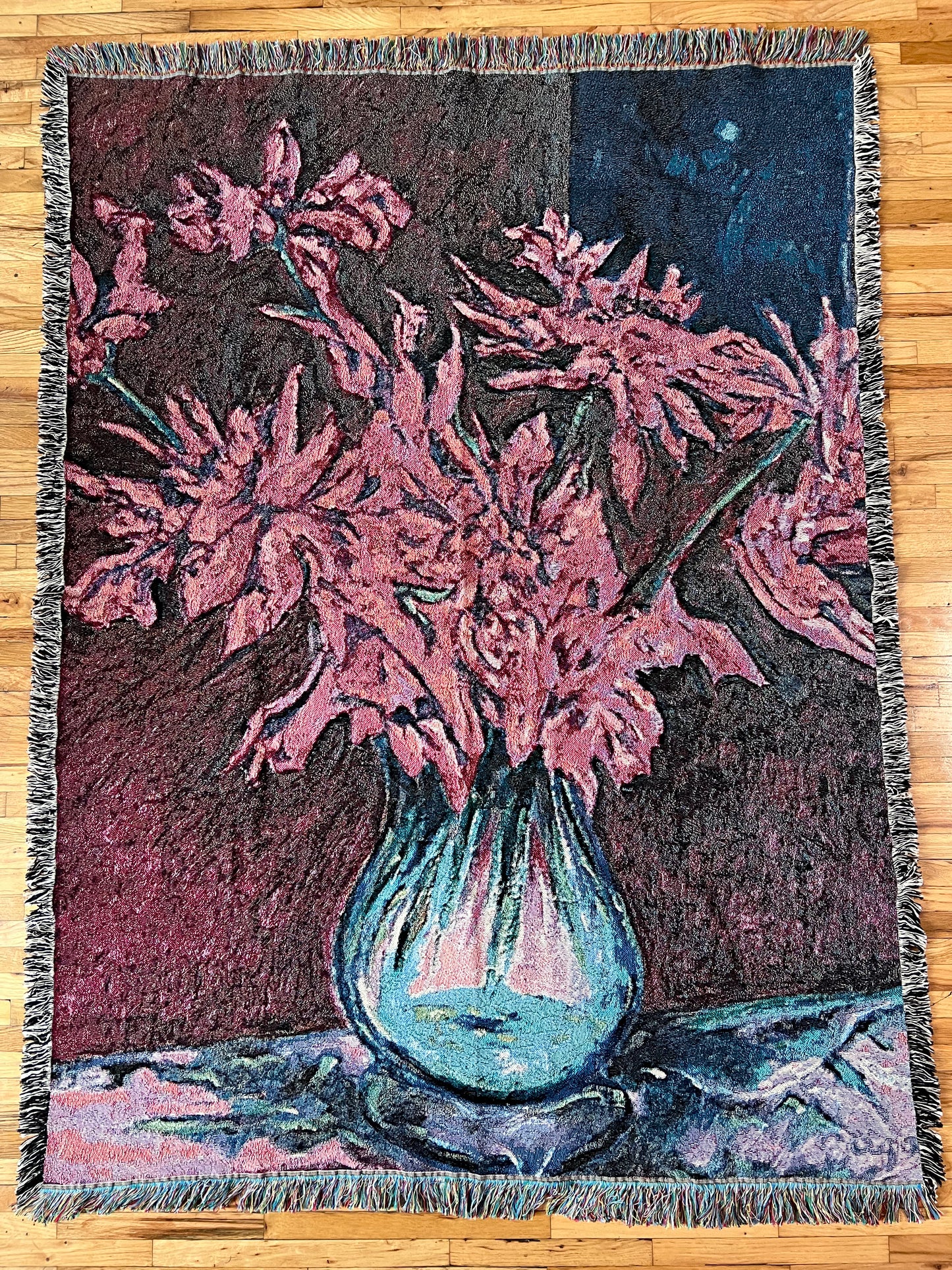 Woven Art Blanket - Dahlias at Night