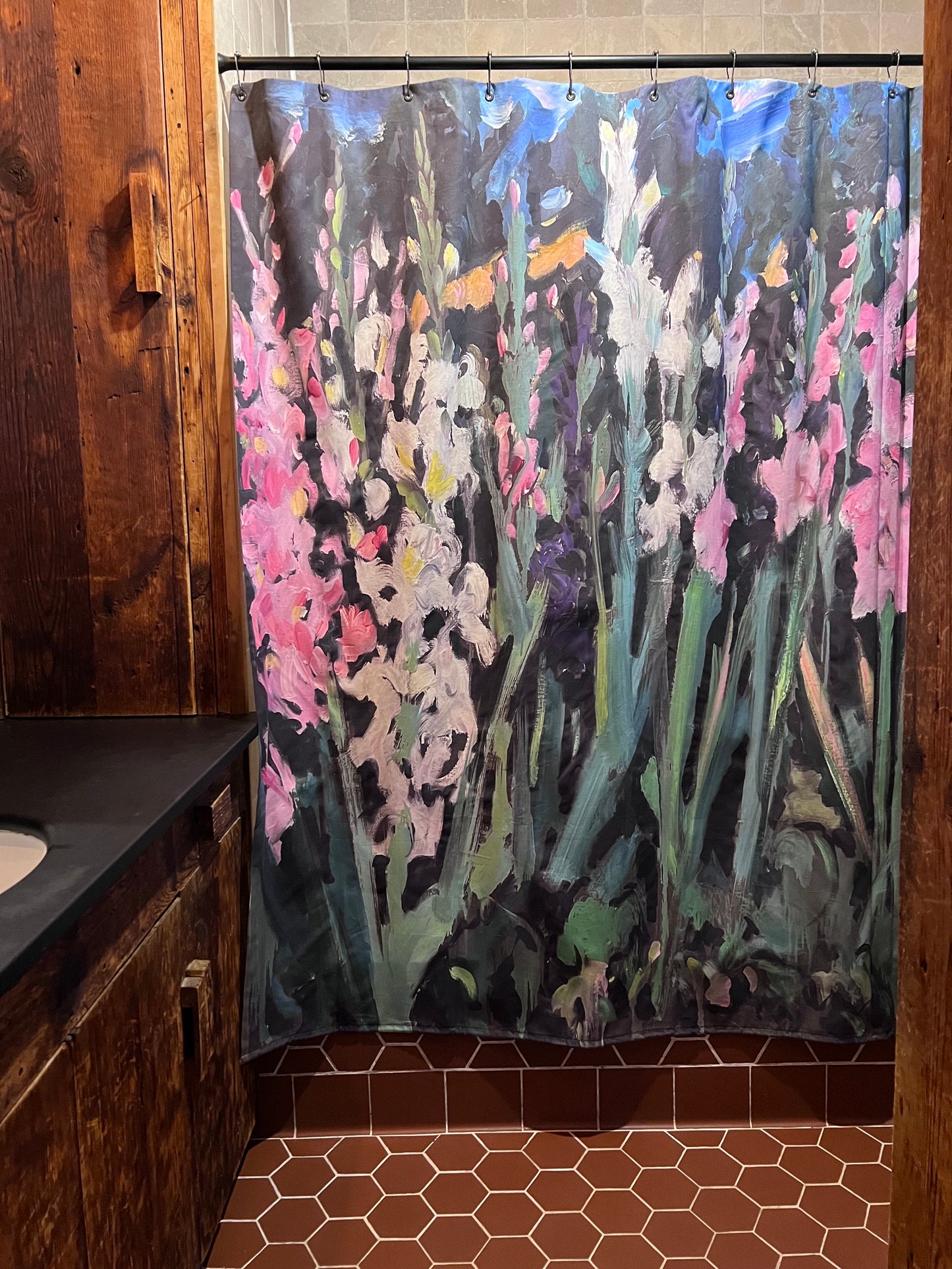 Art Shower Curtain - Montumental Pink Glads