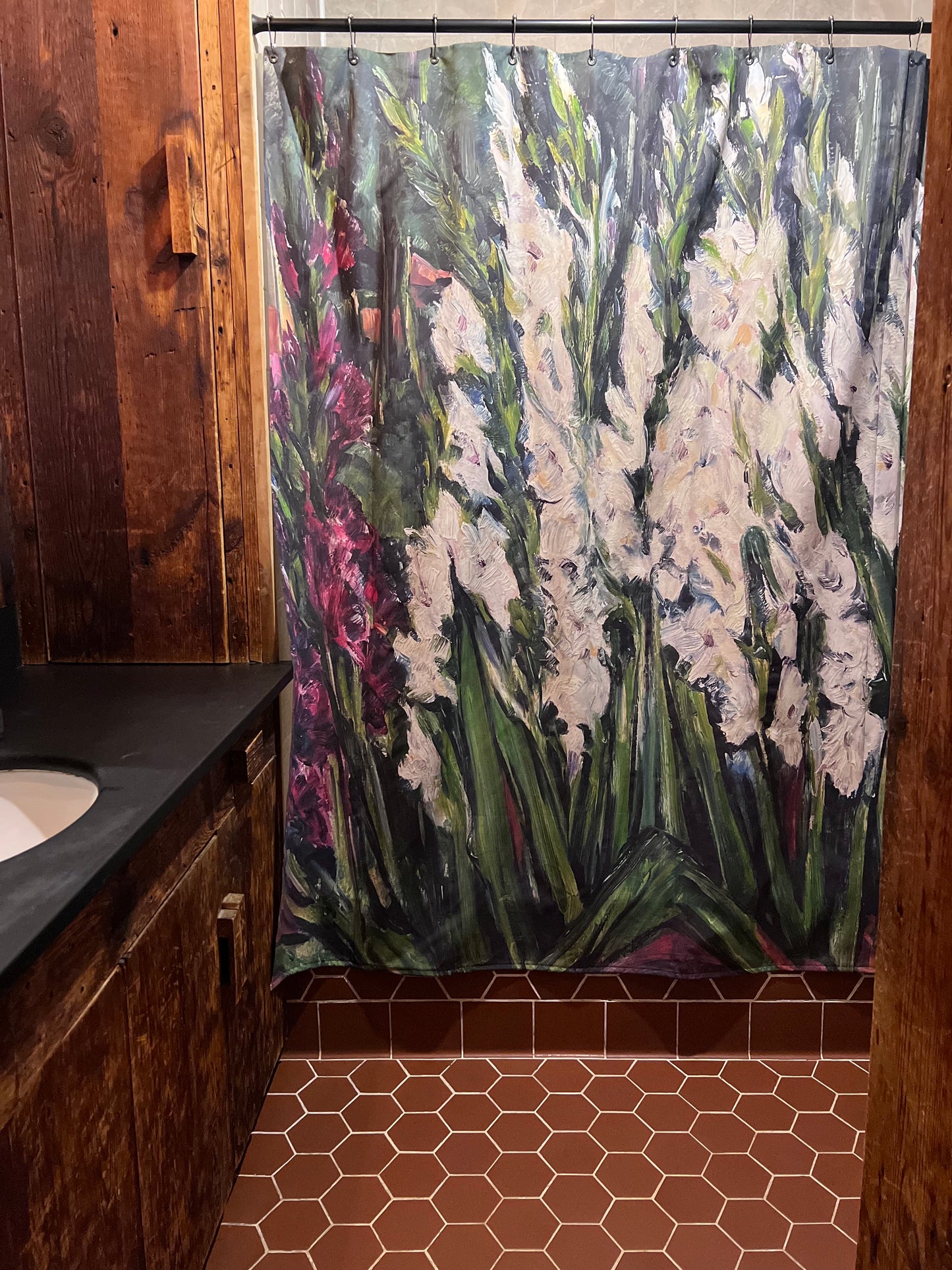 Art Shower Curtain - White Glads