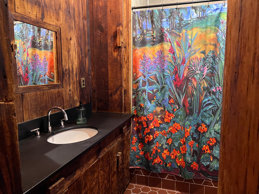 Art Shower Curtain - Nasturtiums and Glads